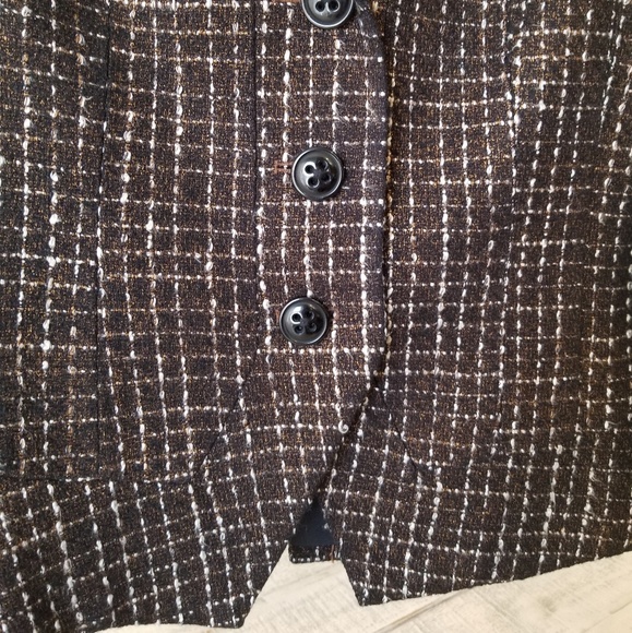Coldwater Creek Brown Gold Tweed Button Jacket - Picture 4 of 8